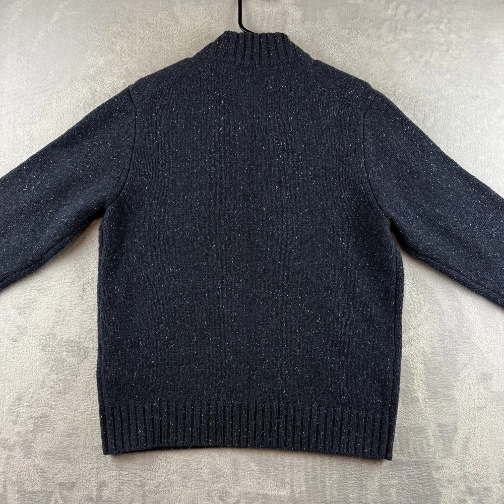 UNTUCKit Sweater Mens Medium Blue Lambswool Henley Mock Neck Speckled Pullover